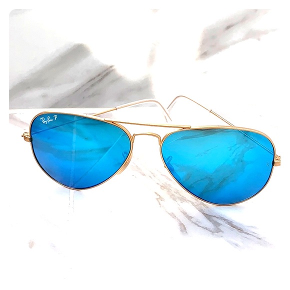 Ray-Ban Blue Aviator Flash Polarized Sunglasses